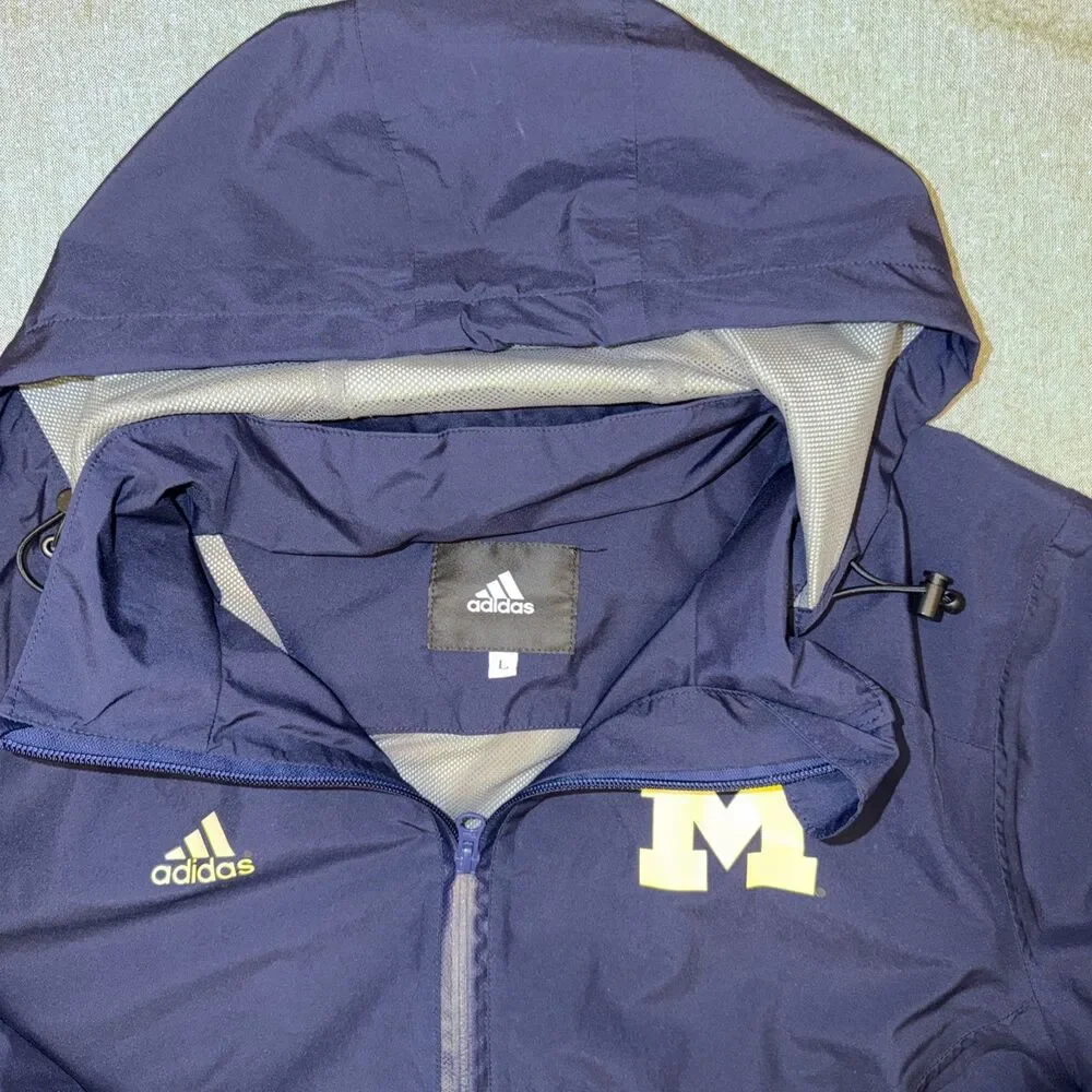 Adidas Michigan Wolverines Rain Jacket Men’s Size L Gore Tex Football U Of M